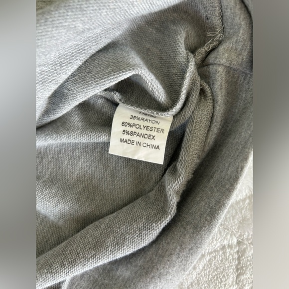 Tickled Teal | Grey Half Zip Pullover | Hoodie Pocket & Quilted Detail | Small - Picture 9 of 9